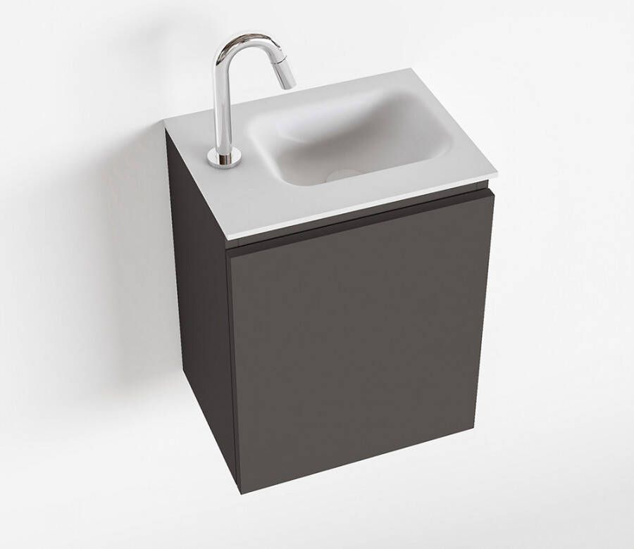 Mondiaz OLAN Toiletmeubel 40x30x40cm met 1 kraangaten 1 lades dark grey mat Wastafel Lex rechts Solid Surface Wit FK75342466