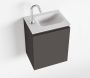 Mondiaz OLAN Toiletmeubel 40x30x40cm met 1 kraangaten 1 lades dark grey mat Wastafel Lex rechts Solid Surface Wit FK75342466 - Thumbnail 1