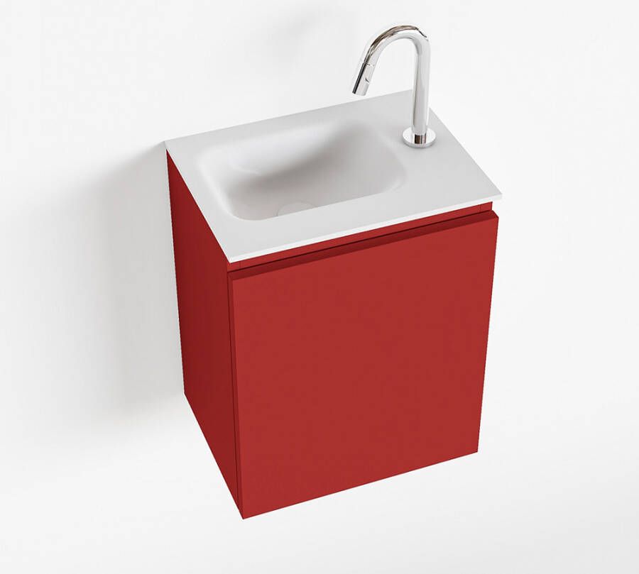 Mondiaz OLAN Toiletmeubel 40x30x40cm met 1 kraangaten 1 lades fire mat Wastafel Lex links Solid Surface Wit FK75342580