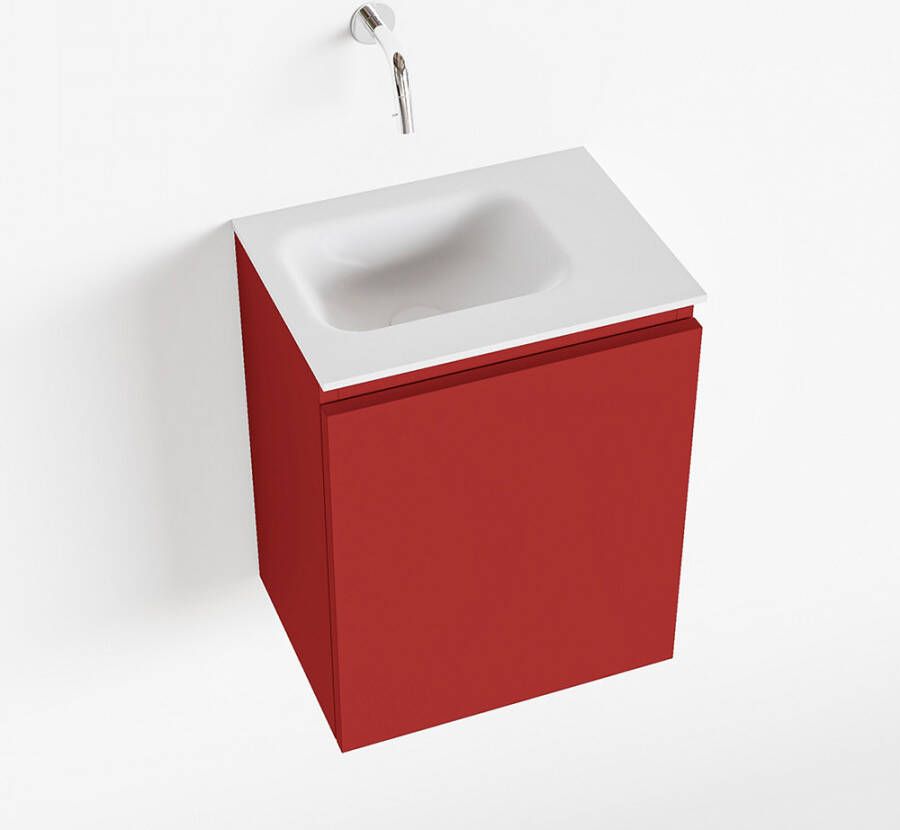 Mondiaz OLAN Toiletmeubel 40x30x40cm met 0 kraangaten 1 lades fire mat Wastafel Lex links Solid Surface Wit FK75342581