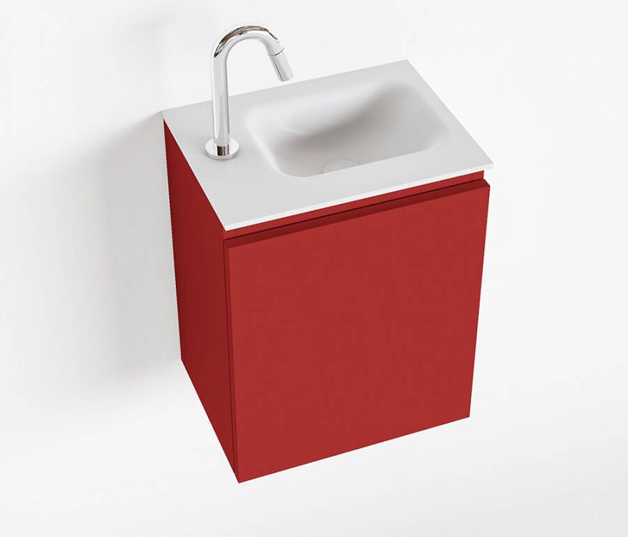 Mondiaz OLAN Toiletmeubel 40x30x40cm met 1 kraangaten 1 lades fire mat Wastafel Lex rechts Solid Surface Wit FK75342582