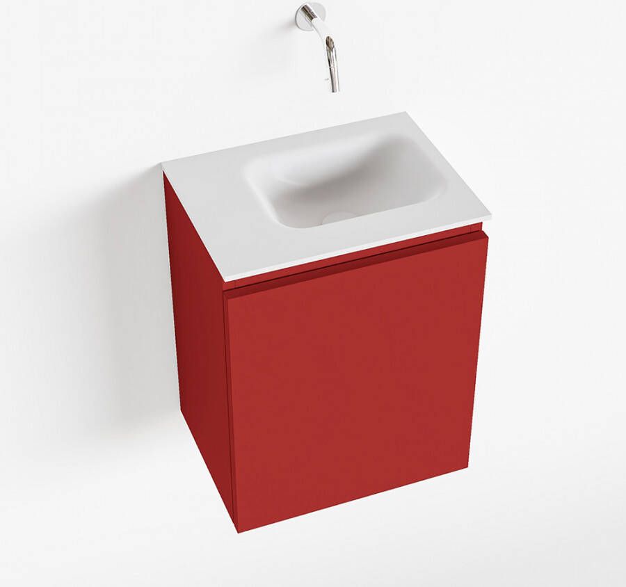 Mondiaz OLAN Toiletmeubel 40x30x40cm met 0 kraangaten 1 lades fire mat Wastafel Lex rechts Solid Surface Wit FK75342583