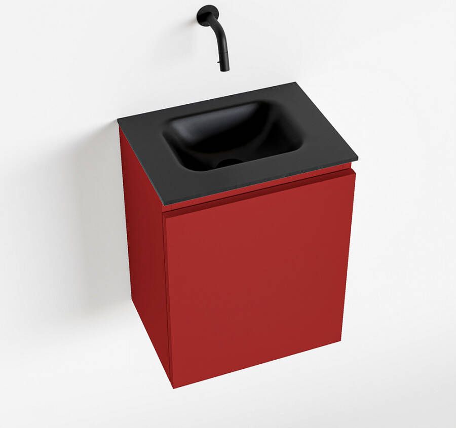 Mondiaz OLAN Toiletmeubel 40x30x40cm met 0 kraangaten 1 lades fire mat Wastafel Lex midden Solid Surface Zwart FK75342927