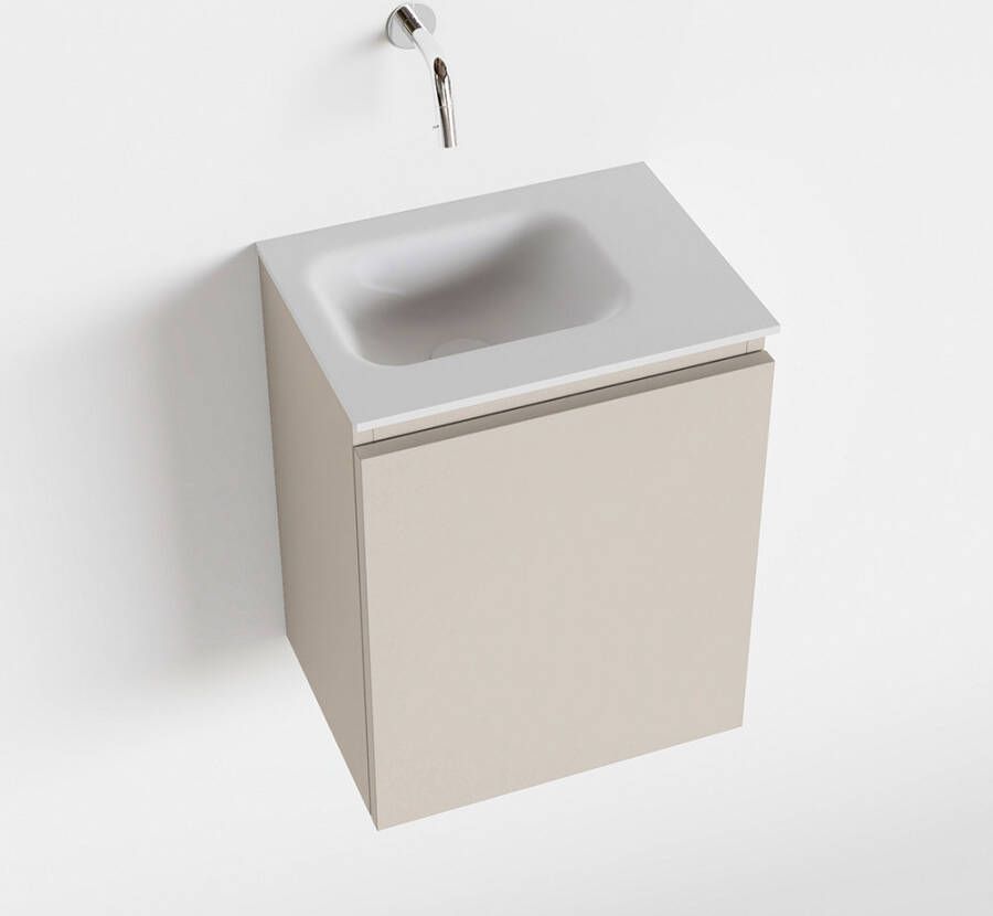 Mondiaz OLAN Toiletmeubel 40x30x40cm met 0 kraangaten 1 lades linen mat Wastafel Lex links Solid Surface Wit FK75342610