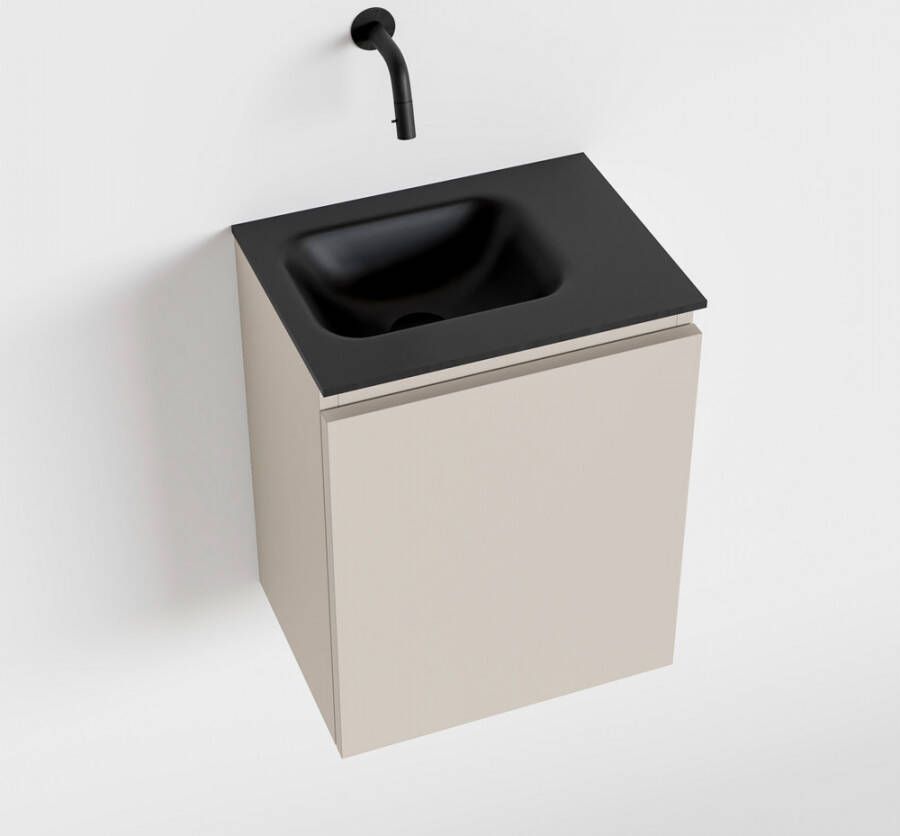 Mondiaz OLAN Toiletmeubel 40x30x40cm met 0 kraangaten 1 lades linen mat Wastafel Lex links Solid Surface Zwart FK75342958