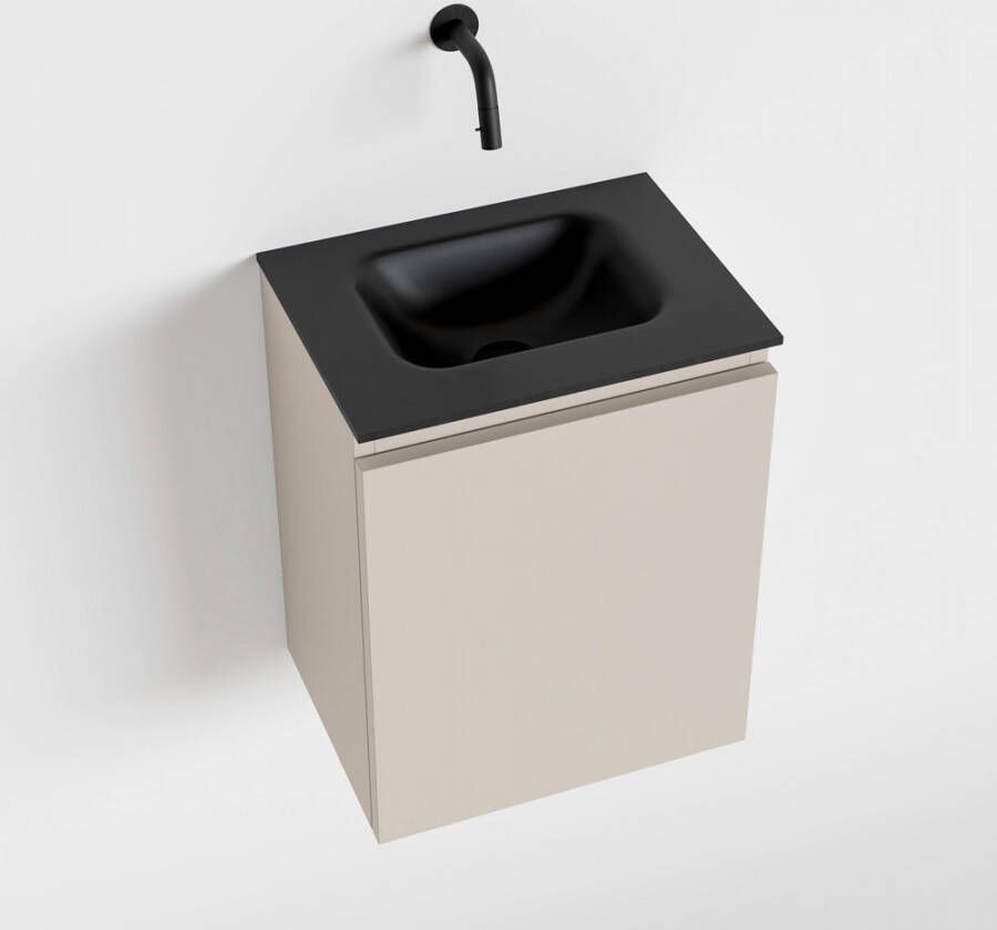 Mondiaz OLAN Toiletmeubel 40x30x40cm met 0 kraangaten 1 lades linen mat Wastafel Lex midden Solid Surface Zwart FK75342956