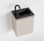 Mondiaz OLAN Toiletmeubel 40x30x40cm met 1 kraangaten 1 lades linen mat Wastafel Lex rechts Solid Surface Zwart FK75342959 - Thumbnail 1