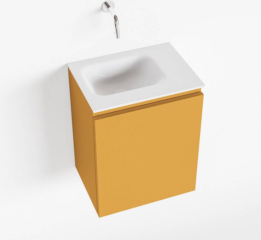 Mondiaz OLAN Toiletmeubel 40x30x40cm met 0 kraangaten 1 lades ocher mat Wastafel Lex links Solid Surface Wit FK75342552