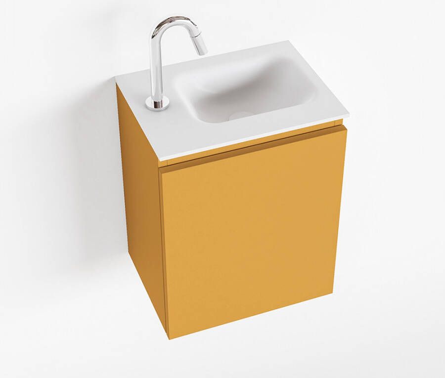 Mondiaz OLAN Toiletmeubel 40x30x40cm met 1 kraangaten 1 lades ocher mat Wastafel Lex rechts Solid Surface Wit FK75342553