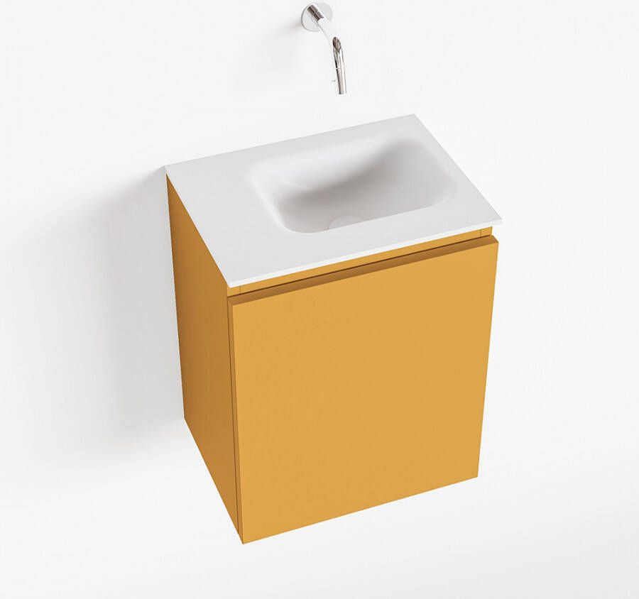 Mondiaz OLAN Toiletmeubel 40x30x40cm met 0 kraangaten 1 lades ocher mat Wastafel Lex rechts Solid Surface Wit FK75342554