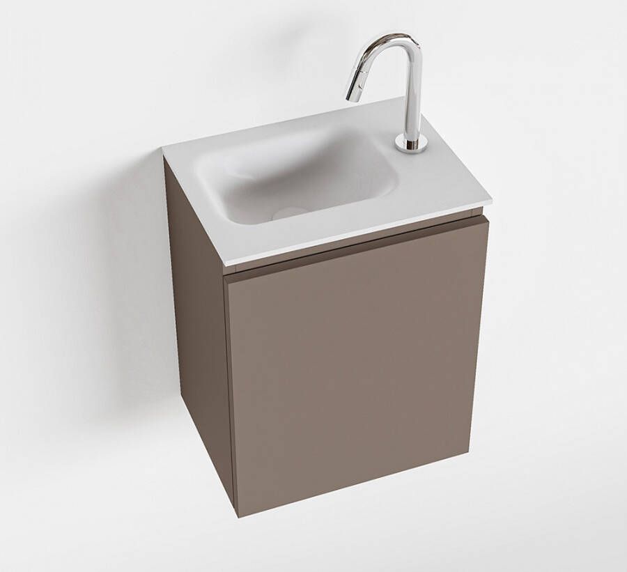 Mondiaz OLAN Toiletmeubel 40x30x40cm met 1 kraangaten 1 lades smoke mat Wastafel Lex links Solid Surface Wit FK75342493