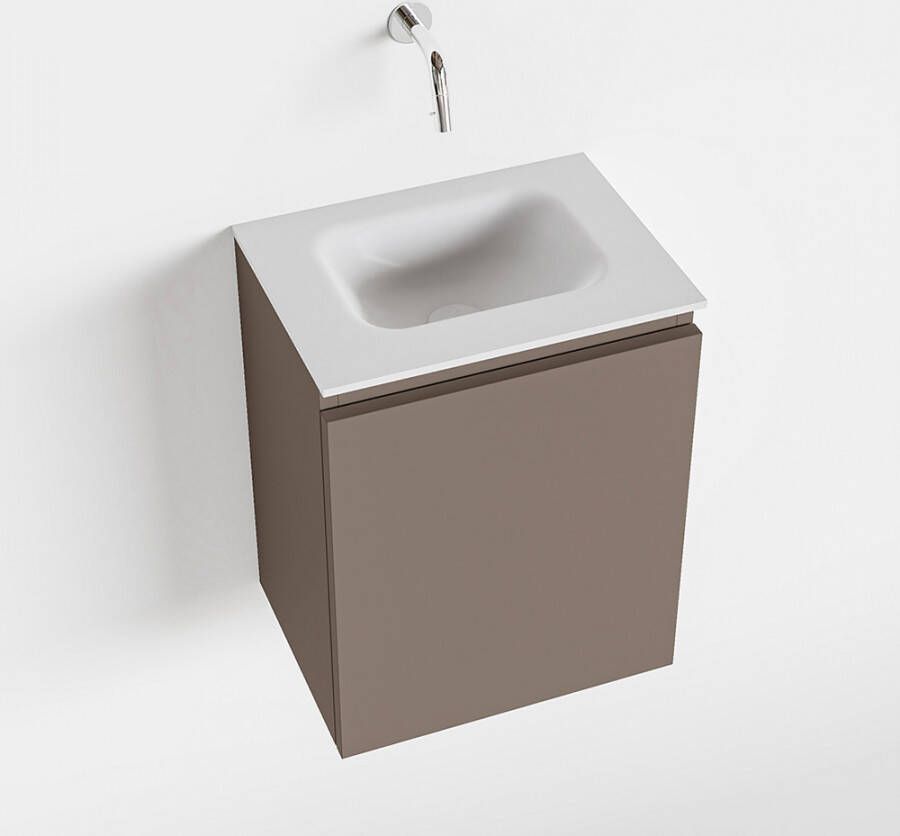 Mondiaz OLAN Toiletmeubel 40x30x40cm met 0 kraangaten 1 lades smoke mat Wastafel Lex midden Solid Surface Wit FK75342492