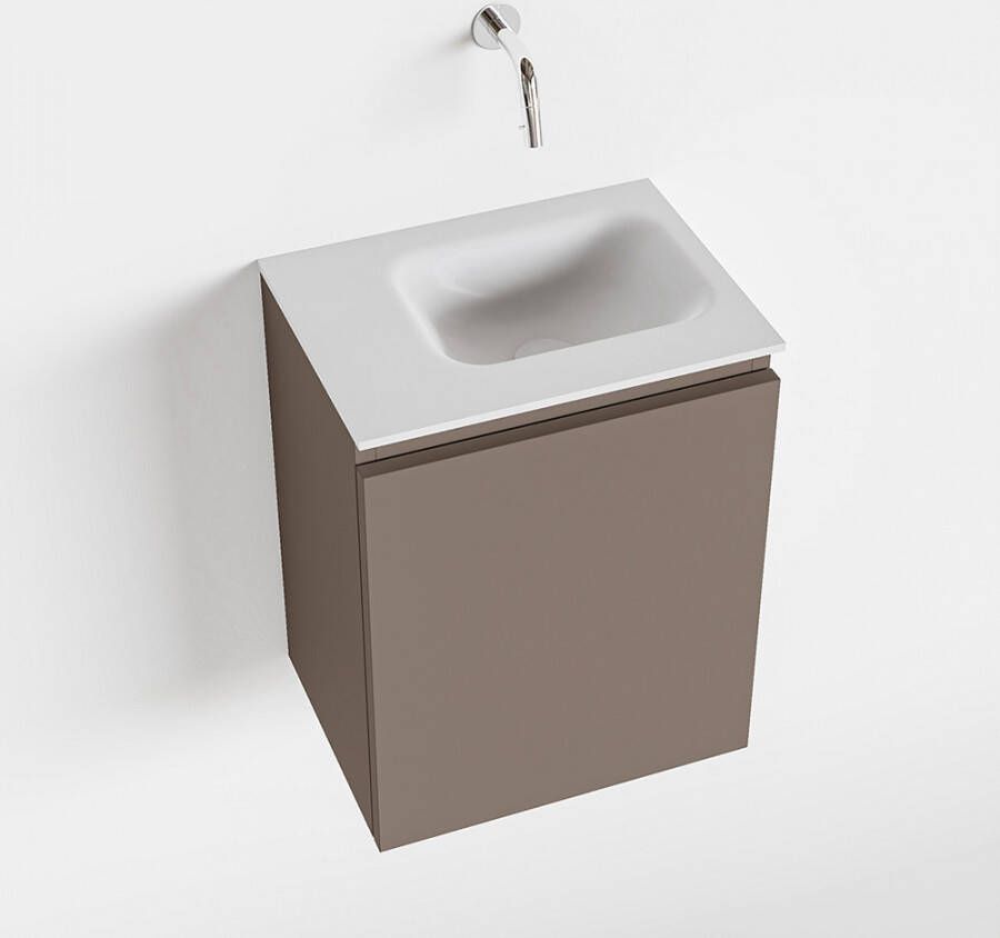 Mondiaz OLAN Toiletmeubel 40x30x40cm met 0 kraangaten 1 lades smoke mat Wastafel Lex rechts Solid Surface Wit FK75342496
