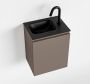 Mondiaz OLAN Toiletmeubel 40x30x40cm met 1 kraangaten 1 lades smoke mat Wastafel Lex links Solid Surface Zwart FK75342841 - Thumbnail 1