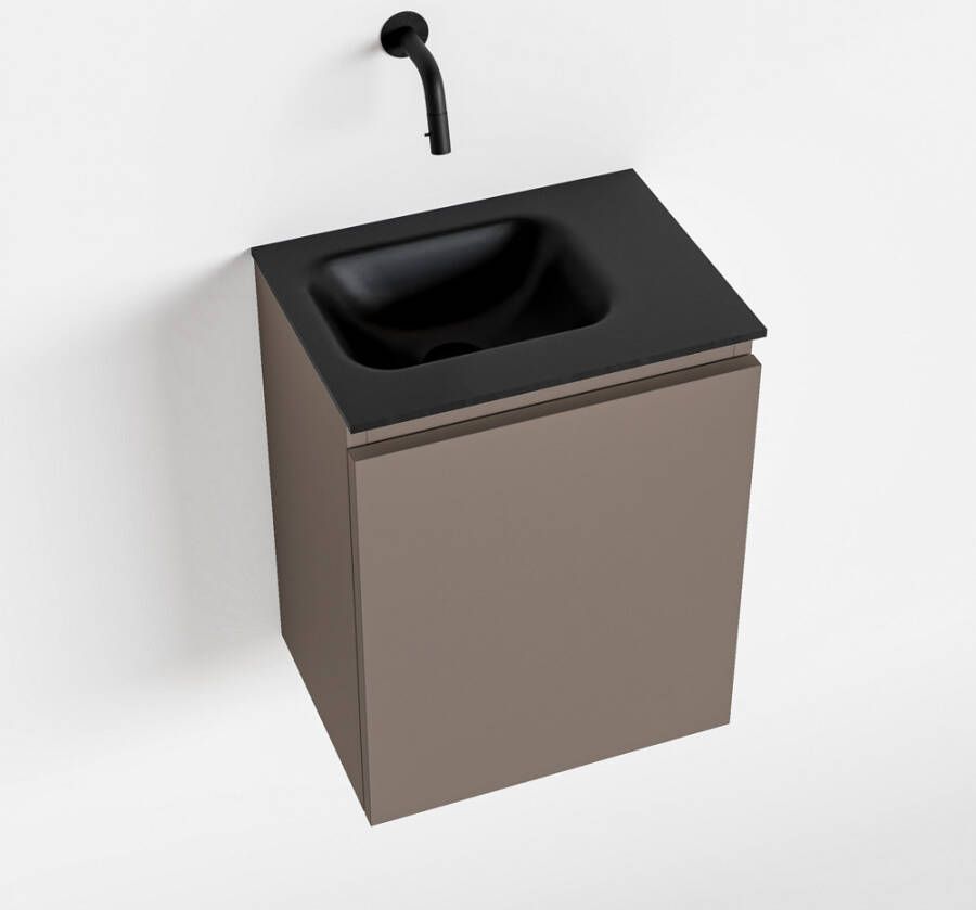 Mondiaz OLAN Toiletmeubel 40x30x40cm met 0 kraangaten 1 lades smoke mat Wastafel Lex links Solid Surface Zwart FK75342842