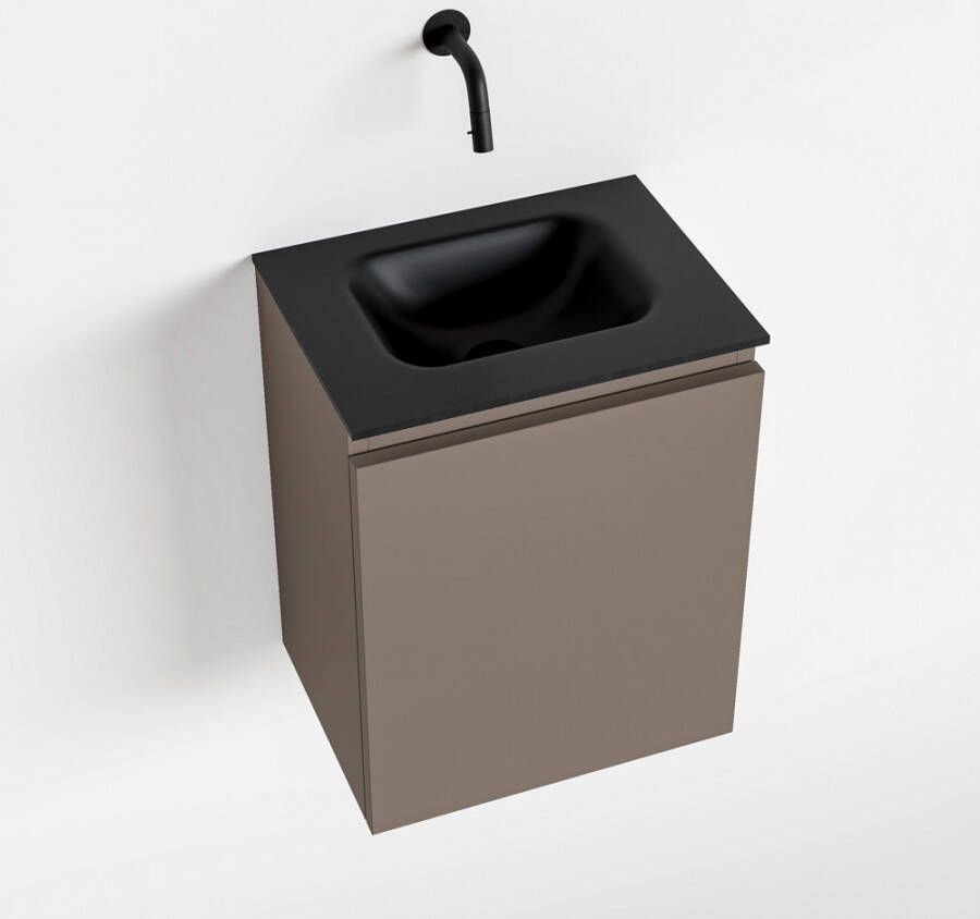 Mondiaz OLAN Toiletmeubel 40x30x40cm met 0 kraangaten 1 lades smoke mat Wastafel Lex midden Solid Surface Zwart FK75342840