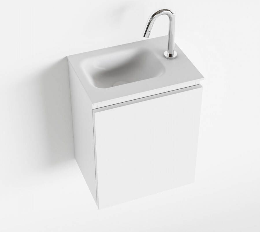 Mondiaz OLAN Toiletmeubel 40x30x40cm met 1 kraangaten 1 lades talc mat Wastafel Lex links Solid Surface Wit FK75342406