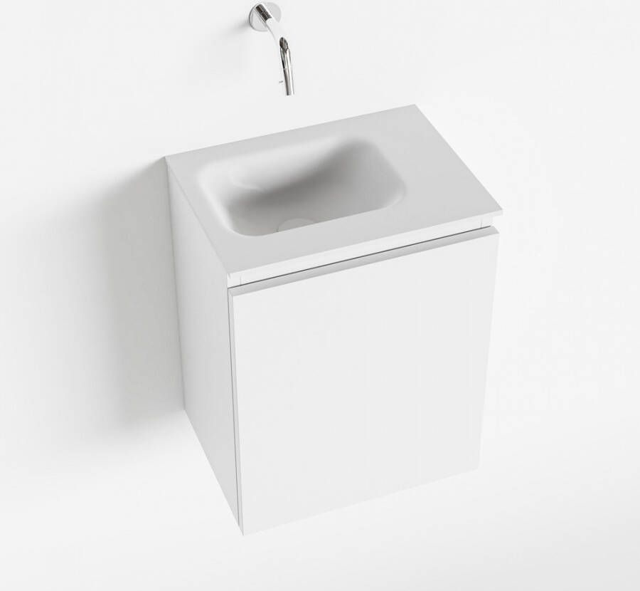 Mondiaz OLAN Toiletmeubel 40x30x40cm met 0 kraangaten 1 lades talc mat Wastafel Lex links Solid Surface Wit FK75342407
