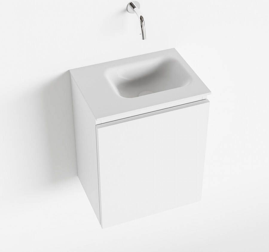 Mondiaz OLAN Toiletmeubel 40x30x40cm met 0 kraangaten 1 lades talc mat Wastafel Lex rechts Solid Surface Wit FK75342409