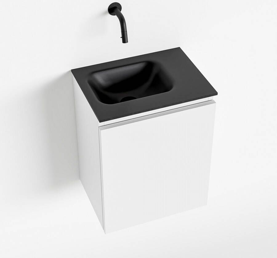 Mondiaz OLAN Toiletmeubel 40x30x40cm met 0 kraangaten 1 lades talc mat Wastafel Lex links Solid Surface Zwart FK75342755