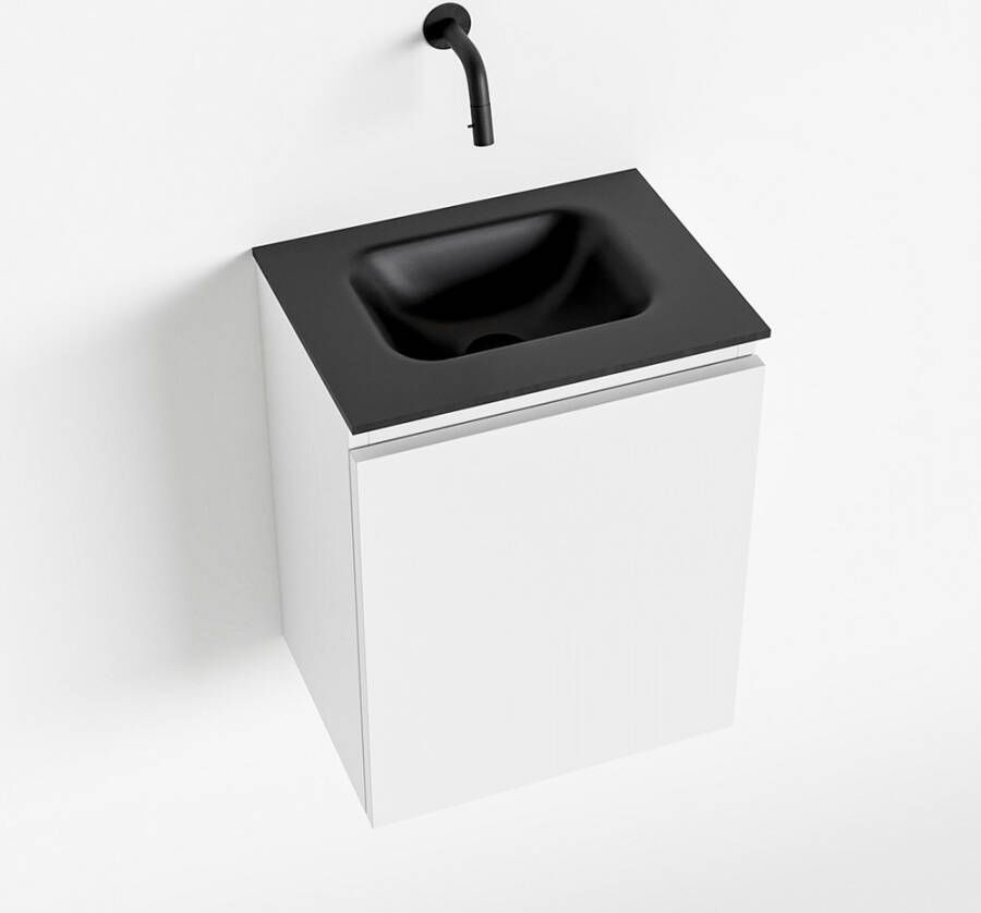Mondiaz OLAN Toiletmeubel 40x30x40cm met 0 kraangaten 1 lades talc mat Wastafel Lex midden Solid Surface Zwart FK75342753