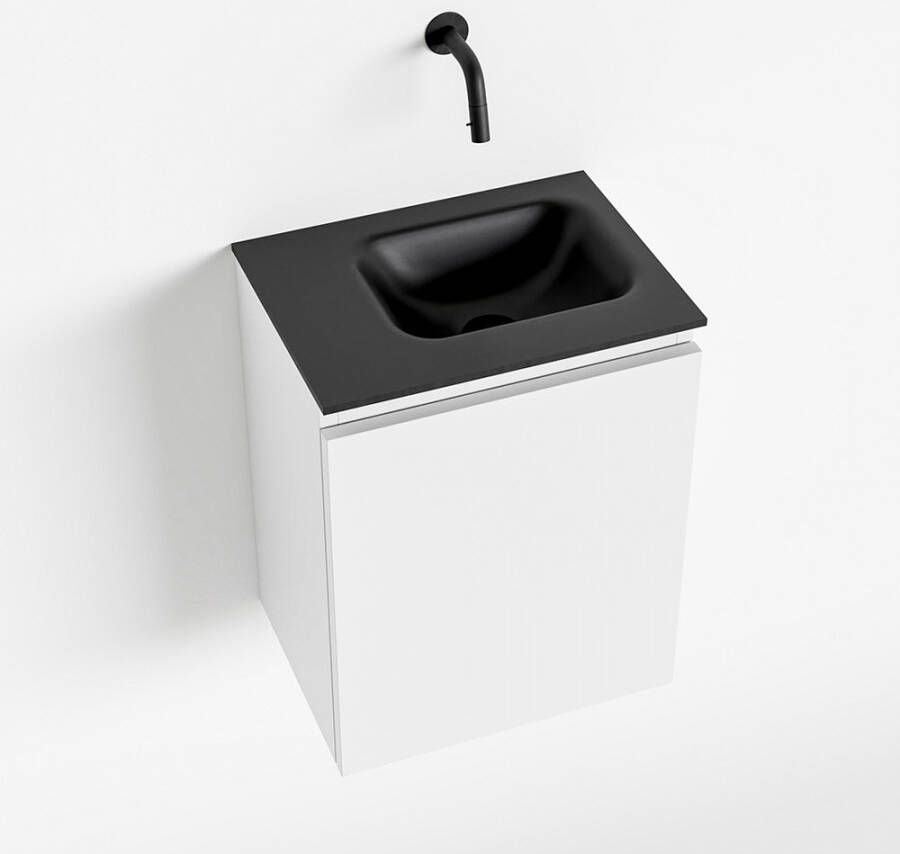 Mondiaz OLAN Toiletmeubel 40x30x40cm met 0 kraangaten 1 lades talc mat Wastafel Lex rechts Solid Surface Zwart FK75342757