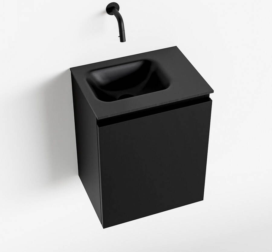 Mondiaz OLAN Toiletmeubel 40x30x40cm met 0 kraangaten 1 lades urban mat Wastafel Lex links Solid Surface Zwart FK75342784