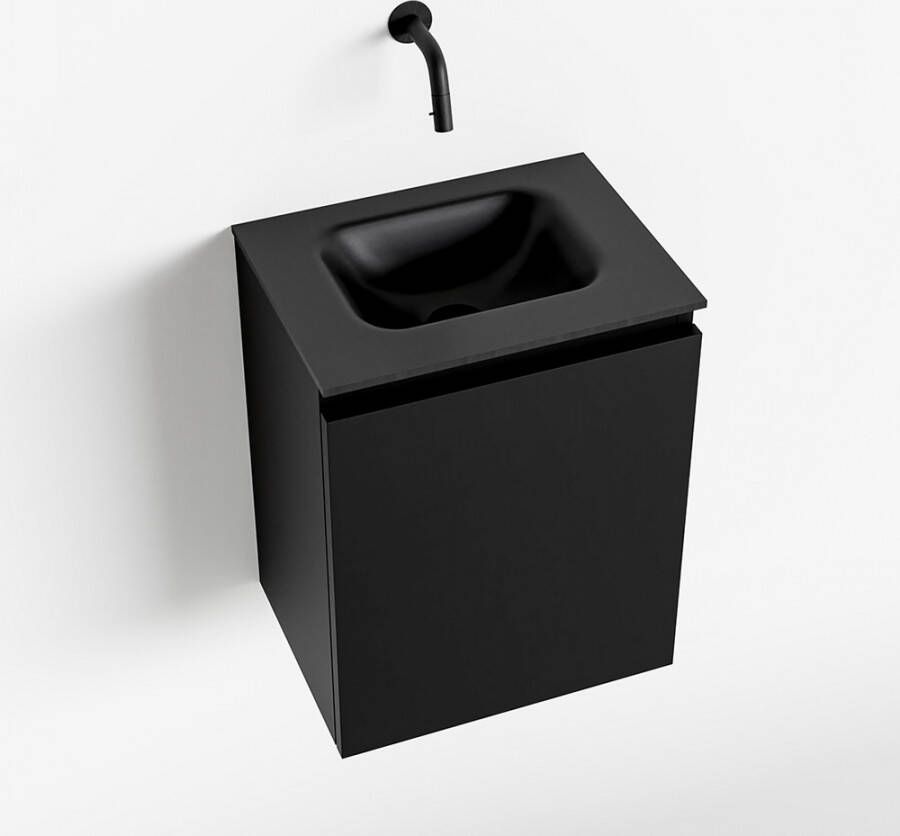 Mondiaz OLAN Toiletmeubel 40x30x40cm met 0 kraangaten 1 lades urban mat Wastafel Lex midden Solid Surface Zwart FK75342782