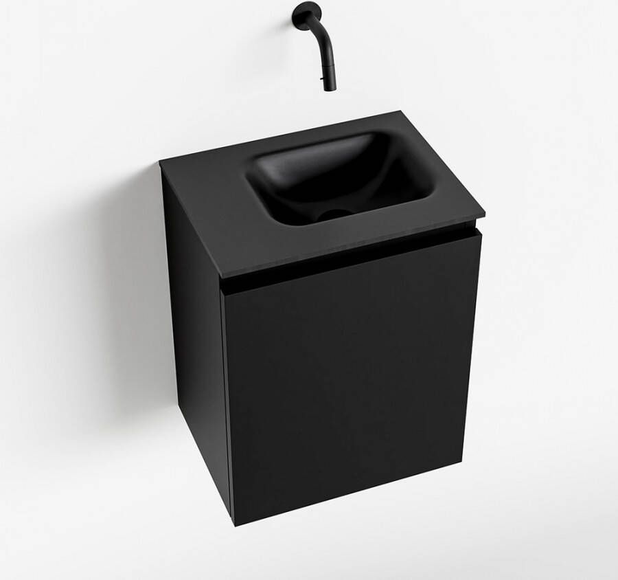Mondiaz OLAN Toiletmeubel 40x30x40cm met 0 kraangaten 1 lades urban mat Wastafel Lex rechts Solid Surface Zwart FK75342786