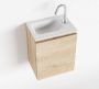 Mondiaz OLAN Toiletmeubel 40x30x40cm met 1 kraangaten 1 lades washed oak mat Wastafel Lex links Solid Surface Wit FK75342667 - Thumbnail 1