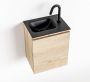 Mondiaz OLAN Toiletmeubel 40x30x40cm met 1 kraangaten 1 lades washed oak mat Wastafel Lex links Solid Surface Zwart FK75343015 - Thumbnail 1