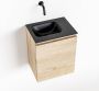 Mondiaz OLAN Toiletmeubel 40x30x40cm met 0 kraangaten 1 lades washed oak mat Wastafel Lex links Solid Surface Zwart FK75343016 - Thumbnail 1