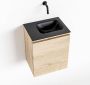 Mondiaz OLAN Toiletmeubel 40x30x40cm met 0 kraangaten 1 lades washed oak mat Wastafel Lex rechts Solid Surface Zwart FK75343018 - Thumbnail 1