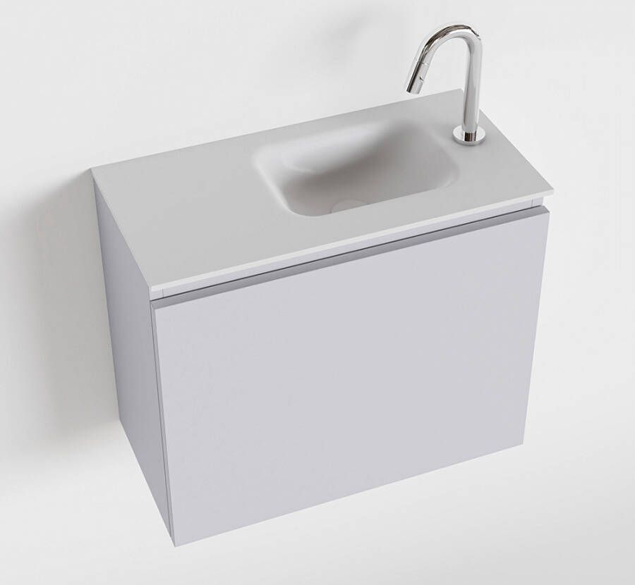 Mondiaz OLAN Toiletmeubel 60x30x40cm met 1 kraangaten 1 lades cale mat Wastafel Lex rechts Solid Surface Wit FK75342646