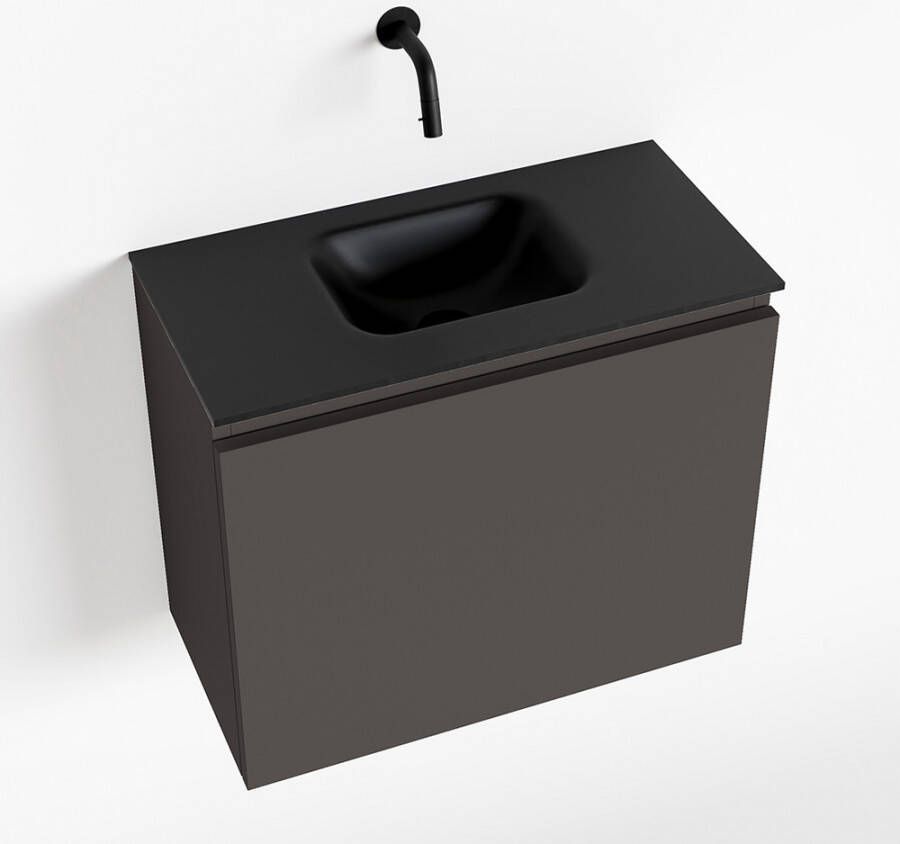 Mondiaz OLAN Toiletmeubel 60x30x40cm met 0 kraangaten 1 lades dark grey mat Wastafel Lex midden Solid Surface Zwart FK75342817