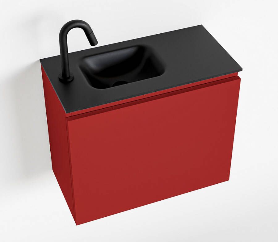 Mondiaz OLAN Toiletmeubel 60x30x40cm met 1 kraangaten 1 lades fire mat Wastafel Lex links Solid Surface Zwart FK75342934