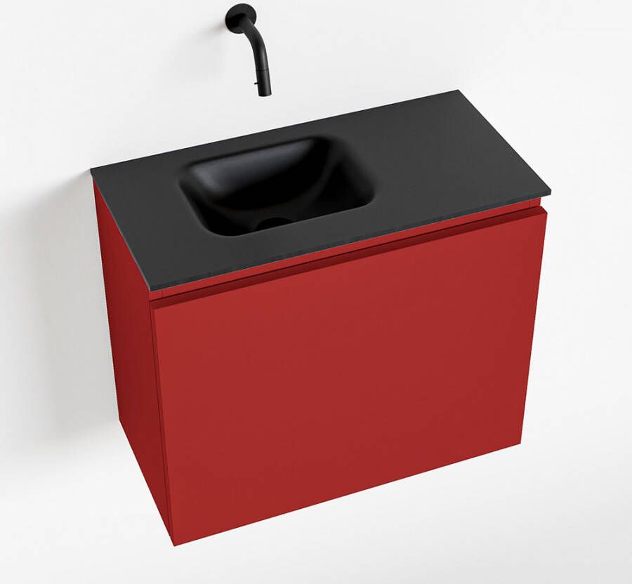 Mondiaz OLAN Toiletmeubel 60x30x40cm met 0 kraangaten 1 lades fire mat Wastafel Lex links Solid Surface Zwart FK75342935