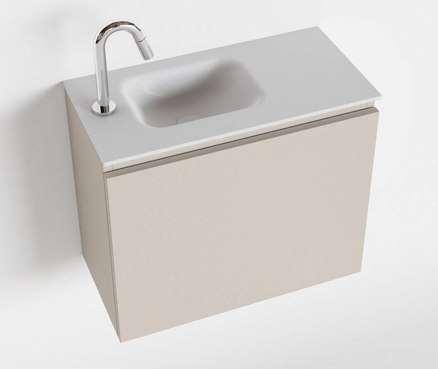 Mondiaz OLAN Toiletmeubel 60x30x40cm met 1 kraangaten 1 lades linen mat Wastafel Lex links Solid Surface Wit FK75342615