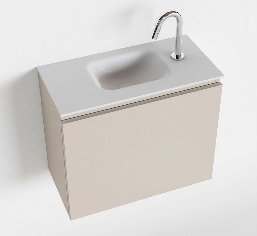 Mondiaz OLAN Toiletmeubel 60x30x40cm met 1 kraangaten 1 lades linen mat Wastafel Lex midden Solid Surface Wit FK75342613