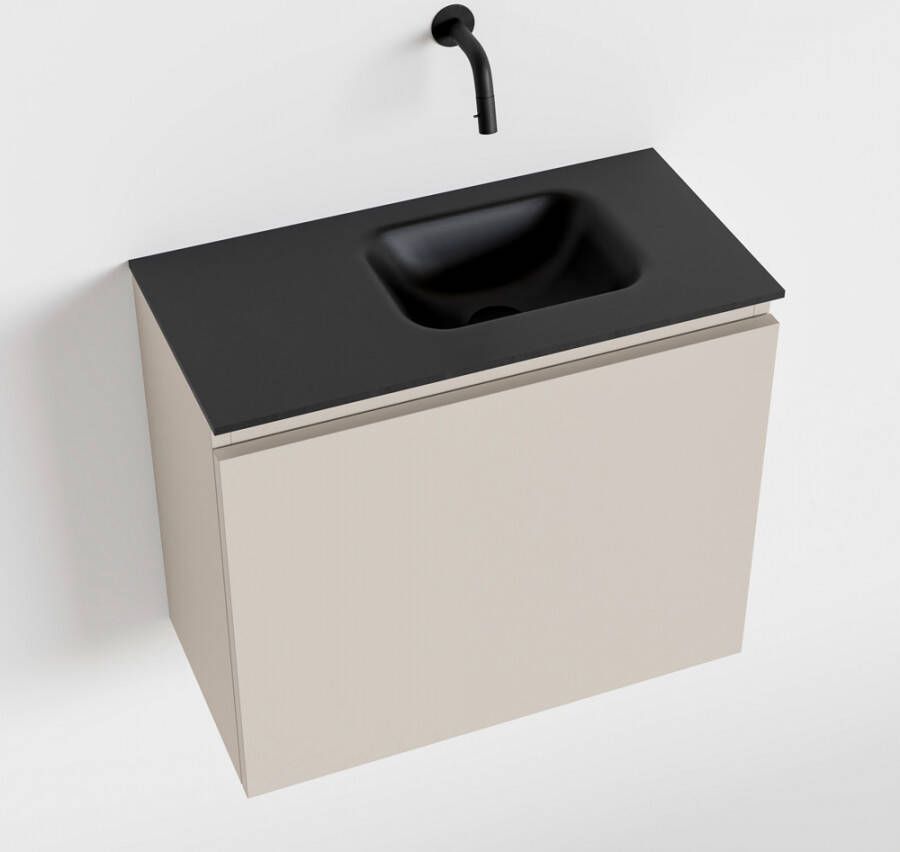 Mondiaz OLAN Toiletmeubel 60x30x40cm met 0 kraangaten 1 lades linen mat Wastafel Lex rechts Solid Surface Zwart FK75342966