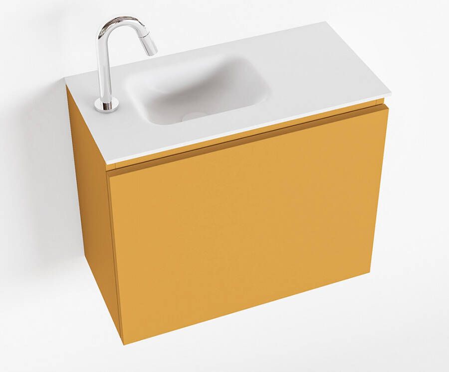 Mondiaz OLAN Toiletmeubel 60x30x40cm met 1 kraangaten 1 lades ocher mat Wastafel Lex links Solid Surface Wit FK75342557