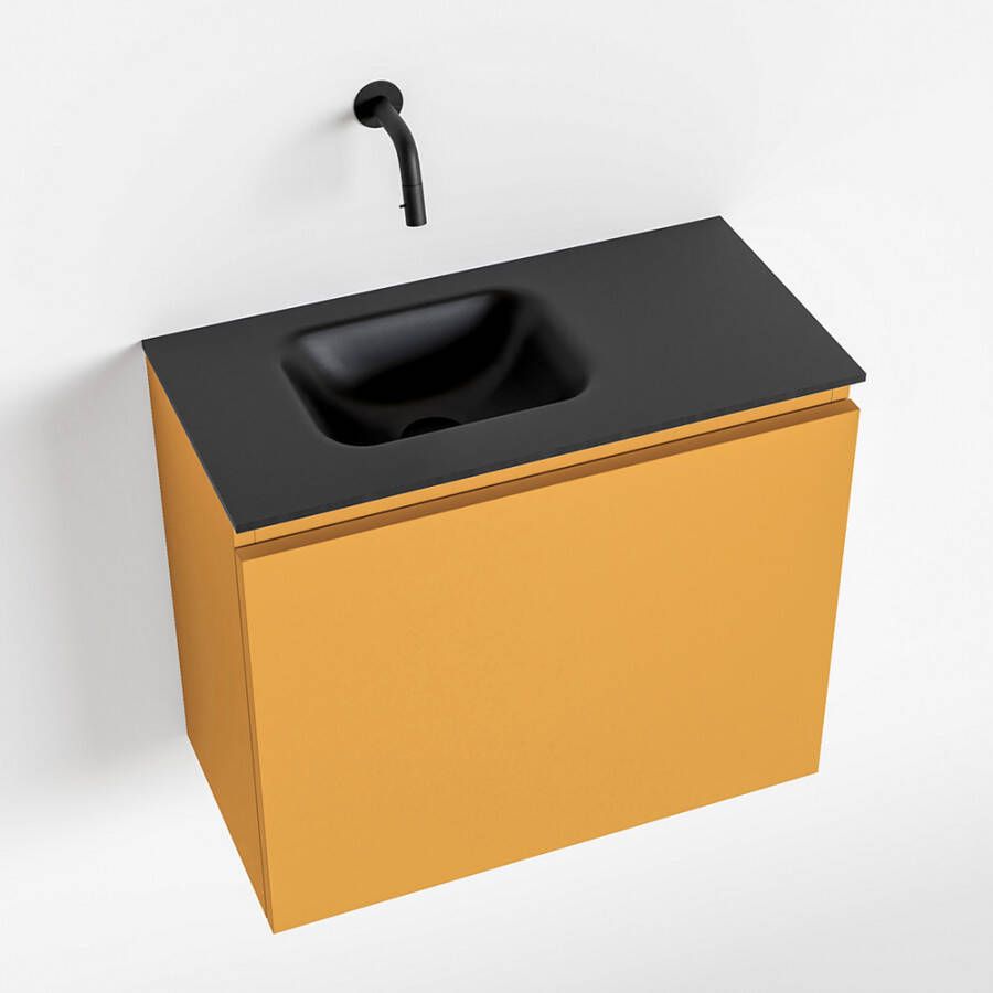 Mondiaz OLAN Toiletmeubel 60x30x40cm met 0 kraangaten 1 lades ocher mat Wastafel Lex links Solid Surface Zwart FK75342906