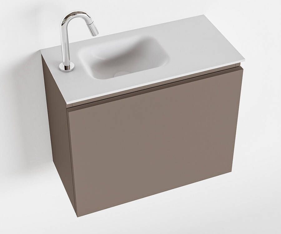 Mondiaz OLAN Toiletmeubel 60x30x40cm met 1 kraangaten 1 lades smoke mat Wastafel Lex links Solid Surface Wit FK75342499