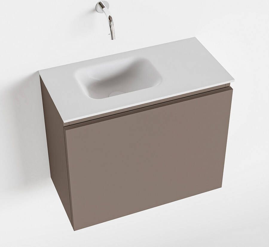 Mondiaz OLAN Toiletmeubel 60x30x40cm met 0 kraangaten 1 lades smoke mat Wastafel Lex links Solid Surface Wit FK75342500