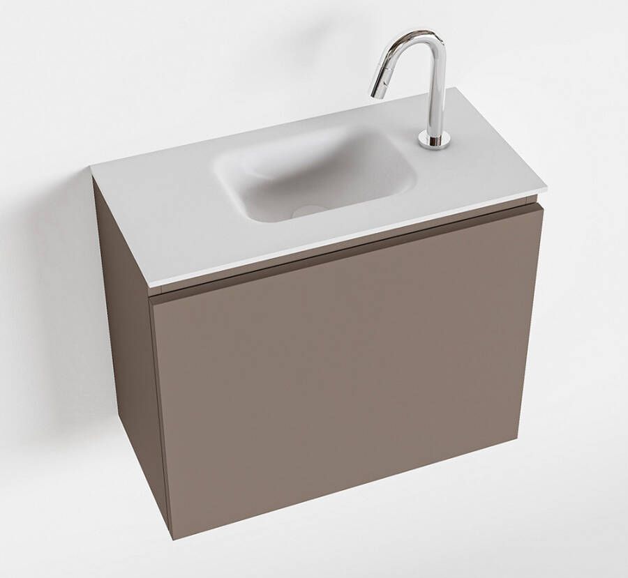 Mondiaz OLAN Toiletmeubel 60x30x40cm met 1 kraangaten 1 lades smoke mat Wastafel Lex midden Solid Surface Wit FK75342497