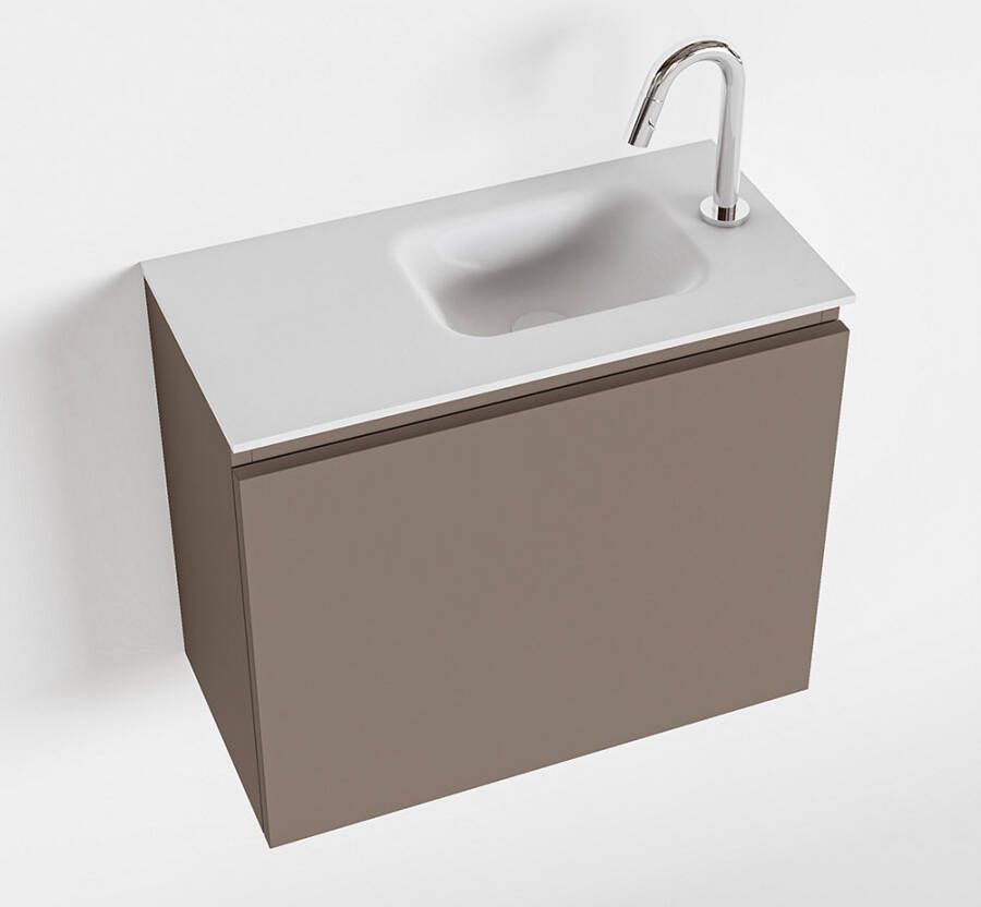 Mondiaz OLAN Toiletmeubel 60x30x40cm met 1 kraangaten 1 lades smoke mat Wastafel Lex rechts Solid Surface Wit FK75342501