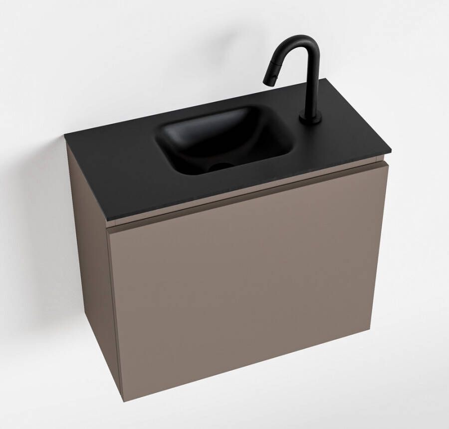 Mondiaz OLAN Toiletmeubel 60x30x40cm met 1 kraangaten 1 lades smoke mat Wastafel Lex midden Solid Surface Zwart FK75342845