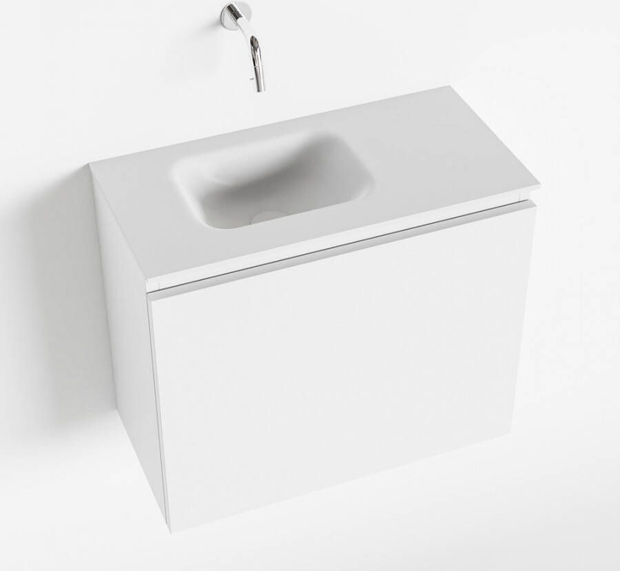 Mondiaz OLAN Toiletmeubel 60x30x40cm met 0 kraangaten 1 lades talc mat Wastafel Lex links Solid Surface Wit FK75342413