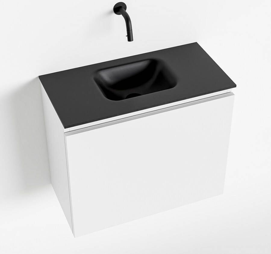 Mondiaz OLAN Toiletmeubel 60x30x40cm met 0 kraangaten 1 lades talc mat Wastafel Lex midden Solid Surface Zwart FK75342759
