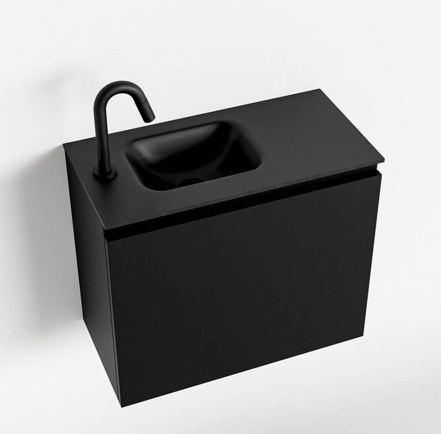 Mondiaz OLAN Toiletmeubel 60x30x40cm met 1 kraangaten 1 lades urban mat Wastafel Lex links Solid Surface Zwart FK75342789